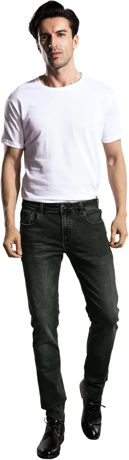 ZLZ Jeans Pants Slim Fit, Younger-Looking Fashionable Colorful Comfy Stretch Jeans Pants for Men, Skinny Jeans Stretch Fit 