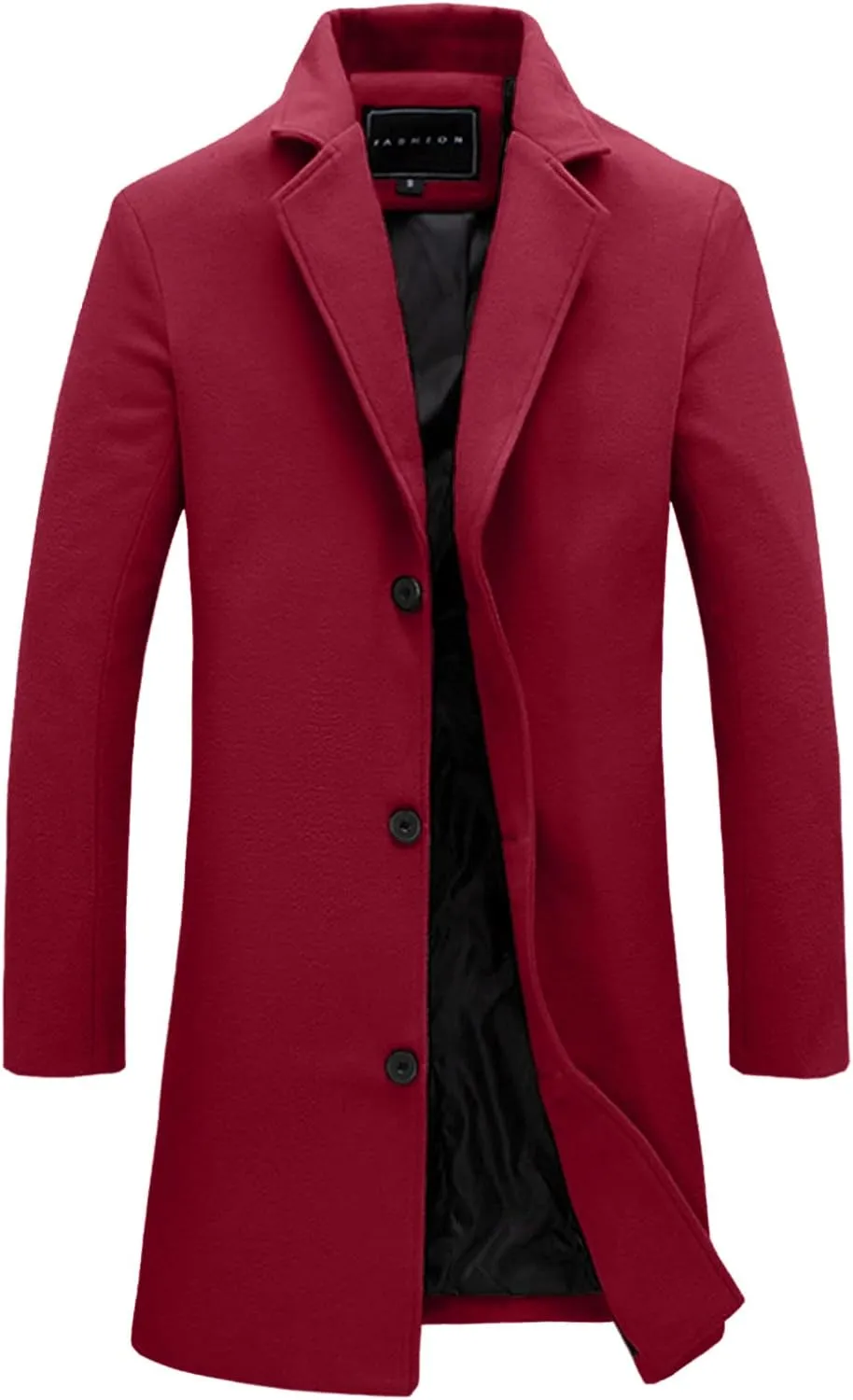 ZYXTIM Men's Wool Blend Pea Coat Notched Collar Single Breasted Trench Coat Oversize Long Classic Office Work Jacket Coat